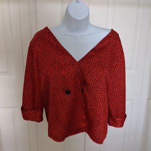 Topshop Red and Black Blouse